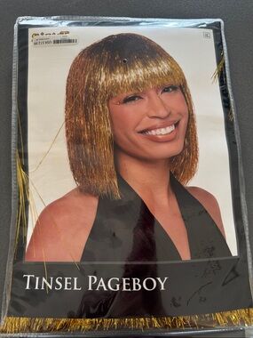 Spirit Tinsel Pageboy Wig - Metallic Gold